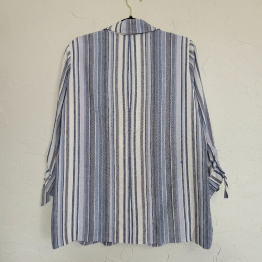 Anthropologie DREW Linen Blend Striped Blue White Catalina Blazer, L - Picture 7 of 10
